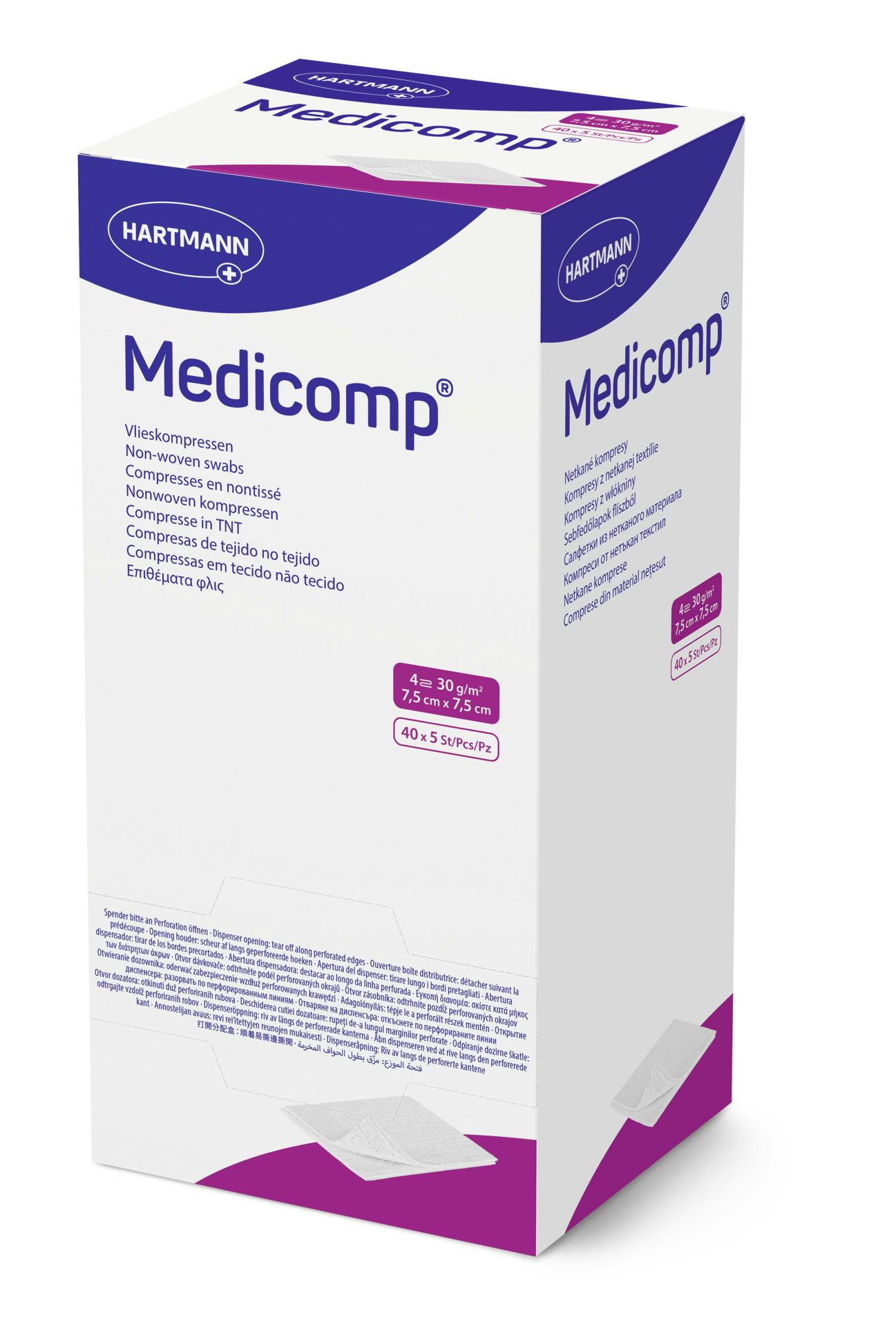 Medicomp steril - 25 x 2 Vlieskompressen vierfach gelegt, kann auseinandergefaltet werden Produktbild