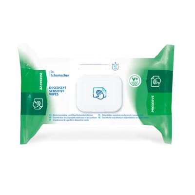 Descosept Sensitive Wipes Flowpack - Alkoholische Schnelldesinfektionstücher Produktbild