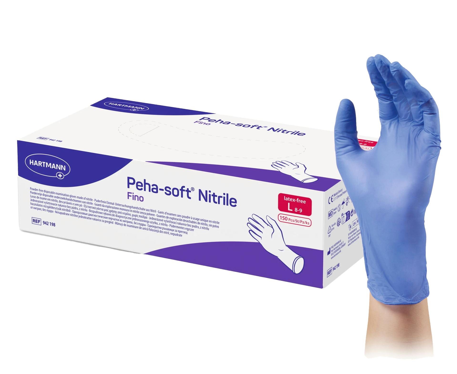 Peha-Soft Nitril fino Einmal-Untersuchungshandschuhe - unsteril, puderfrei, reißfest Produktbild