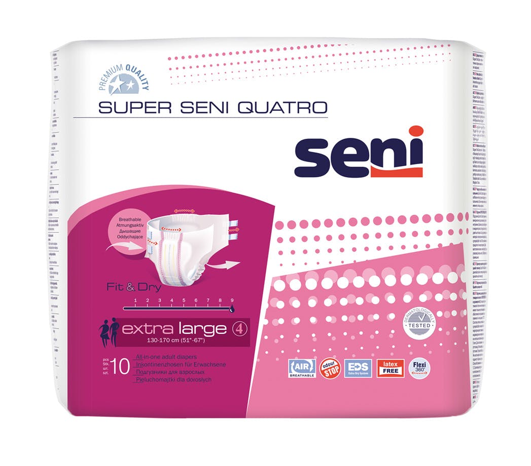 Super Seni Quatro - Inkontinenzhosen mit elastischer Vorder- und Rückenseite Produktbild Web Groß Detailbild 1 L