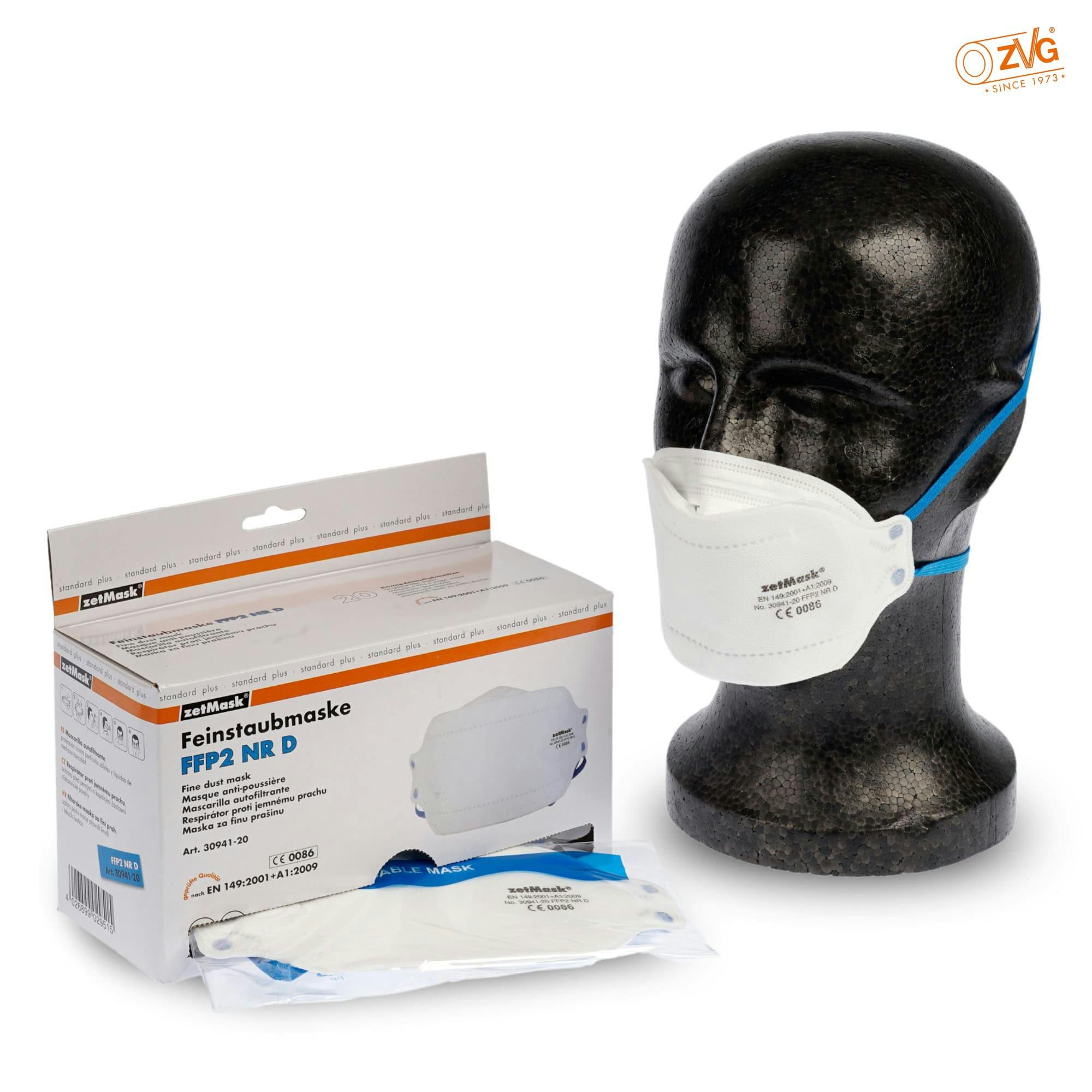 Feinstaubmaske FFP2 NR D - faltbar, ohne Ventil, latexfrei, mit stabilen Kopfbändern Produktbild