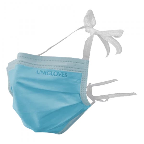 Unigloves OP-Mundschutz-Basic - 50 Stück 3-Lagig Typ II R zum Binden Formbarer Nasenbügel Produktbild