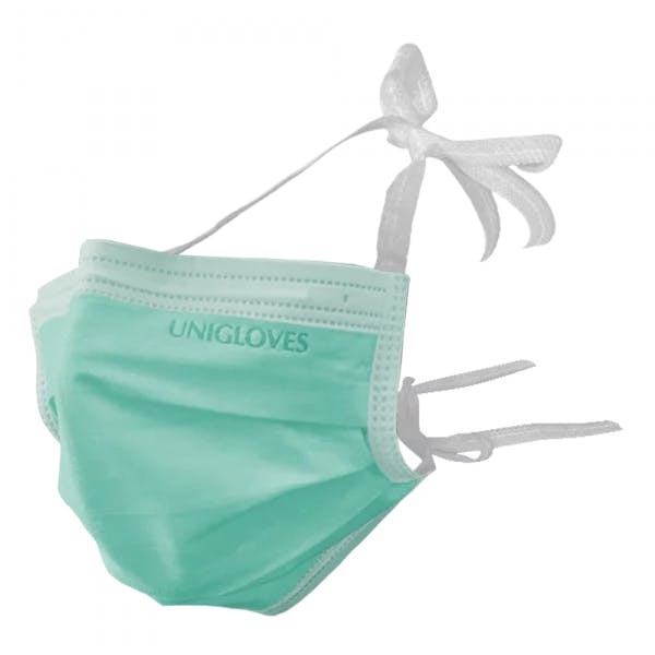 Unigloves OP-Mundschutz-Basic - 50 Stück 3-Lagig Typ II R zum Binden Formbarer Nasenbügel Produktbild Web Groß Detailbild 1 L