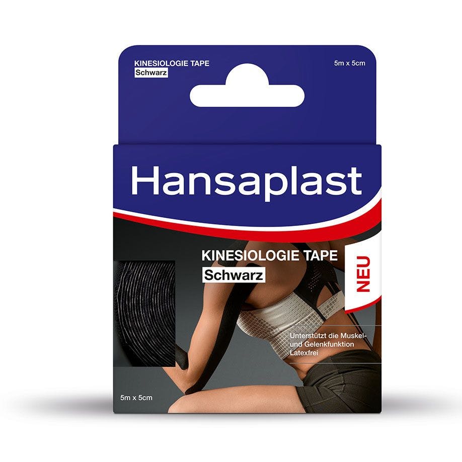 Hansaplast Sport Kinesiologie Tape - 5 cm x 5 m, schwarz, wasser- und schweißresistent Produktbild