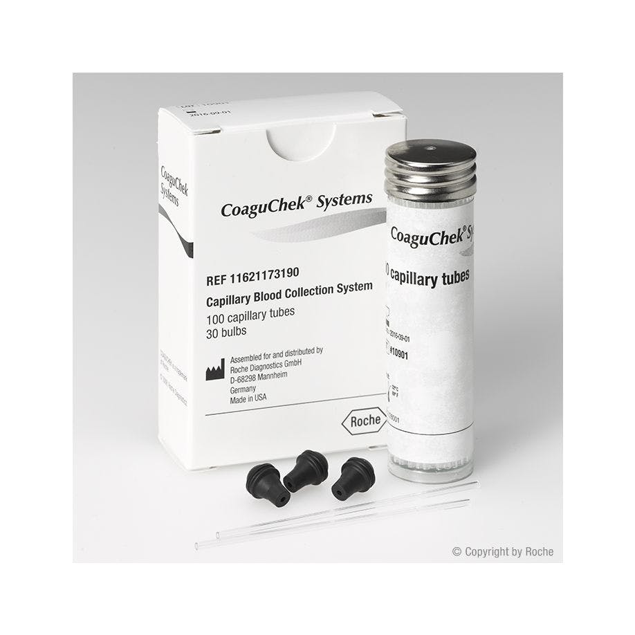CoaguChek Systeme Kapillaren aus unbehandeltem Kunststoff - Inkl. 10 Pipettierhilfen Produktbild Web Groß Detailbild 1 L