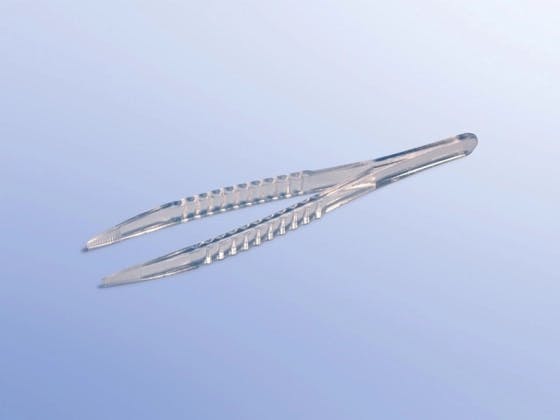 Einmal-Pinzetten - Steril, 14 cm lang, Glasklar aus Polysterol, 100 Stück Produktbild