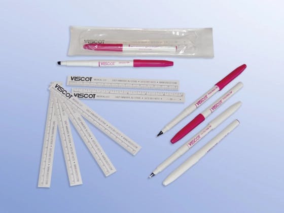 Hautmarkierungsstifte mit Zentimetermaß - Steril, Mit 15cm Papierlineal, 100 Stück Produktbild