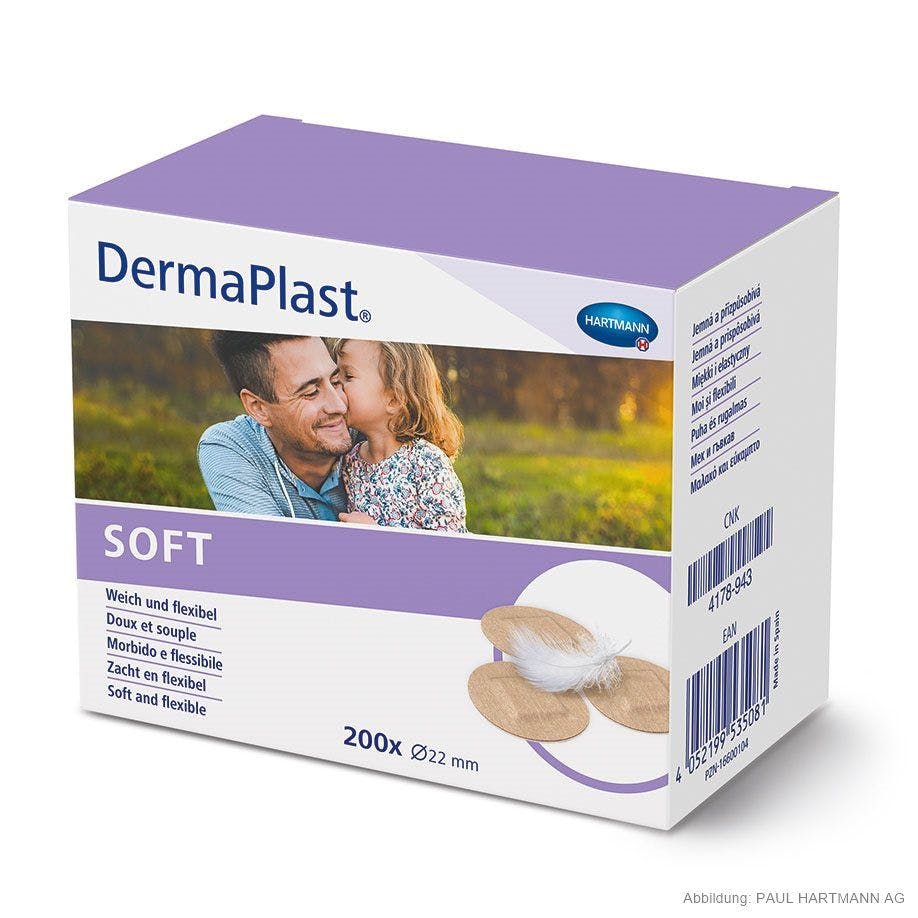 DermaPlast Soft - runde Wundpflaster für sensible Haut, aus weichem Vliesstoff Ø 22 mm Produktbild