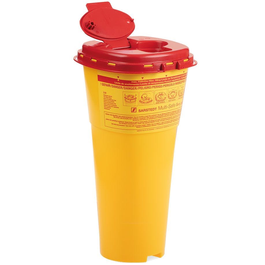 Kanülenabwurfbehälter Multi Safe Twin Plus 500 - mit Ovaler Öffnung 5 Liter 379 mm Höhe Produktbild Print Hauptbild L