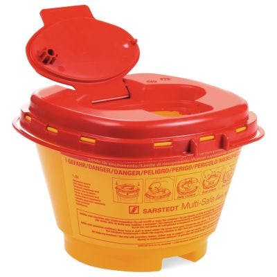 Kanülenentsorgungsbox Multi-Safe twin + - Biohazardkennzeichnung Produktbild Print Hauptbild L