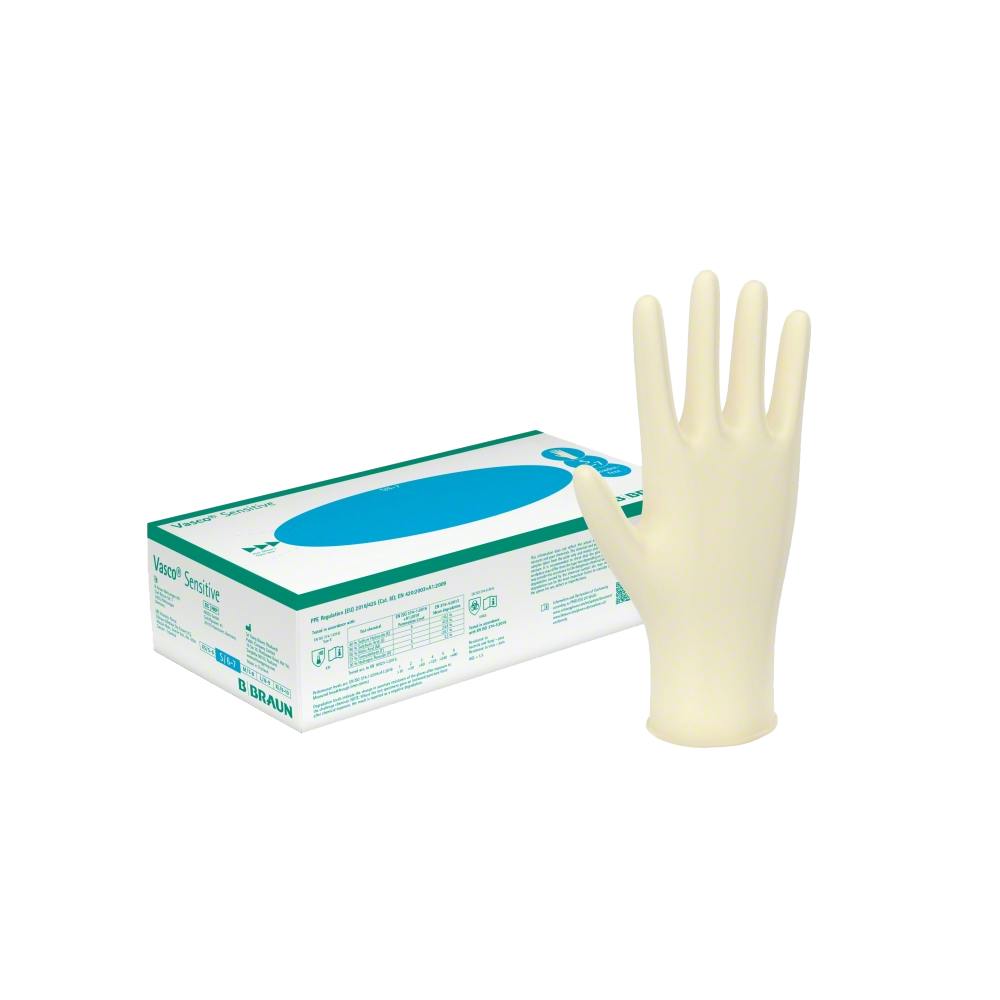 Vasco Sensitive Einmalhandschuhe - puderfrei, unsteril, Latex/Nitril, gute Griffigkeit Produktbild