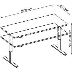 Hammerbacher Sitz-Stehschreibtisch VXMST19/5/S Grau 180 x 80 x 73-119 Produktbild