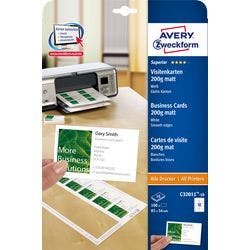 AVERY Zweckform Visitenkarten 200 g/m² Weiß 10 Blatt à 10 Stück Produktbild