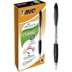 BIC Atlantis Classic Kugelschreiber Schwarz Mittel 0.4 mm 12 Stück Produktbild