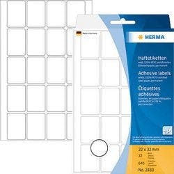 HERMA Mehrzwecketiketten 2430 Weiß DIN A4 22 x 32 mm Rechteckig 32 Blatt à 220 Etikett Produktbild