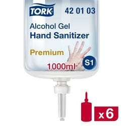 Tork Handdesinfektionsmittel Nachfüllung S1 Premium Alkoholgel 1 L 6 Stück Produktbild