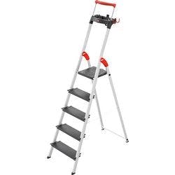 Hailo Stufenleiter L100 Topline Silber 5 Stufen 48 x 101 x 187 cm Produktbild
