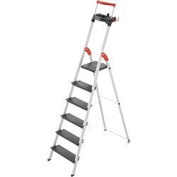 Hailo Stufenleiter L100 Topline Silber 6 Stufen 50 x 116 x 209 cm Produktbild
