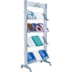 Paperflow DIN A4 Prospektständer Silber 12A4TT.35 720 (B) x 385 (T) x 1.678 (H) mm Produktbild