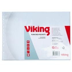 Viking Premium Prospekthüllen DIN A3 Glasklar Transparent 110 Mikron PP (Polypropylen) Oben 11 Löcher 10 Stück Produktbild