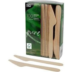 PAPSTAR Messer Einweg Holz Braun 100 Stück Produktbild