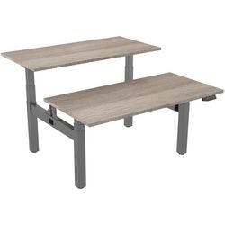 euroseats Dual Bench Sitz-Stehschreibtisch Rechteckig Weiß Eiche H-Fuß-Gestell 4 Schreibtischcontainer 1.600 (B) x 800 (T) x 1.305 (H) mm Metall Produktbild