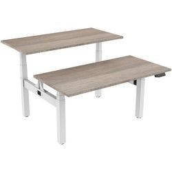 euroseats Dual Bench Sitz-Stehschreibtisch Rechteckig Weiß Eiche H-Fuß-Gestell 4 Schreibtischcontainer 1.600 (B) x 800 (T) x 1.305 (H) mm Metall Produktbild