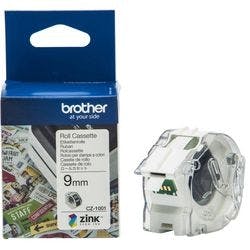 Brother CZ-1001 Authentic Etikettenrollen-Kassette Selbstklebend Weiß 9 mm x 5m Produktbild