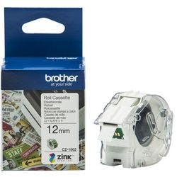 Brother CZ-1002 Authentic Etikettenrollen-Kassette Selbstklebend Weiß 12 mm x 5m Produktbild