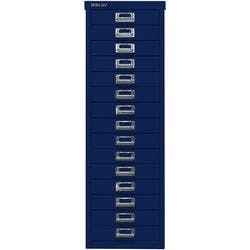 Bisley Schubladenschrank 15 Schübe Oxfordblau 279 x 380 x 860 mm Produktbild