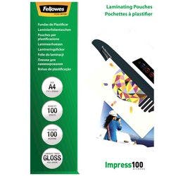 Fellowes Impress Laminierfolien DIN A4 Glänzend 100 Mikron (2 x 100) Transparent 100 Stück Produktbild