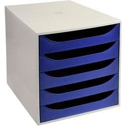 Viking Schubladenbox Grau, Blaue Schubladen 28,4 x 34,8 x 29 cm Produktbild