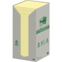 Post-it Recycelte Haftnotizen 76 x 76 mm Kanariengelb 16 Blöcke à 100 Blatt Produktbild