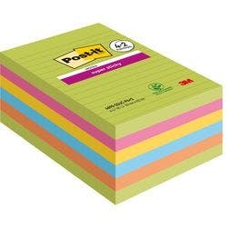 Post-it Super Sticky Haftnotizen 101 x 152 mm Farbig Sortiert Rechteckig Liniert 90 Blatt Vorteilspackung 4 + 2 Gratis Produktbild