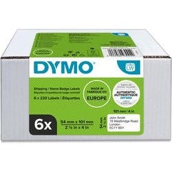 Dymo LW 2093092 / 99014 Authentic Versand-/Namensschildetiketten Selbstklebend Weiß 54 x 101 mm 6 Rollen à 220 Etiketten Produktbild