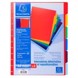 Exacompta Blanko Register DIN A4 Maxi Farbig Sortiert 6-teilig PP (Polypropylen) 86002E 10 Stück Produktbild