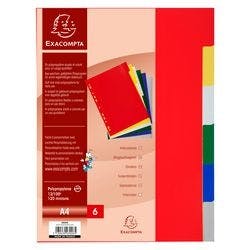 Exacompta Blanko Register DIN A4 Farbig Sortiert 6-teilig PP (Polypropylen) 11 Löcher 3006E 100 Stück Produktbild