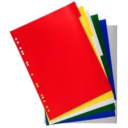 Exacompta Blanko Register DIN A4 Maxi Farbig Sortiert 6-teilig PP (Polypropylen) 15 Löcher 83H 100 Stück Produktbild