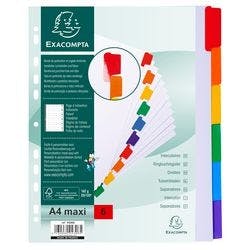Exacompta Blanko Register DIN A4 Maxi Farbig Sortiert 6-teilig Pappkarton 18 Löcher 4306E 20 Stück Produktbild