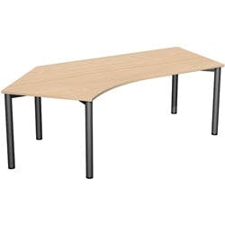 4 Fuß Flex Schreibtisch 135° links feste Höhe, 2166x1130x720, Buche/Anthrazit Produktbild