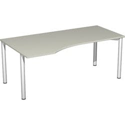 4 Fuß Flex PC-Schreibtisch links feste Höhe, 1800x1000x720, Lichtgrau/Silber Produktbild