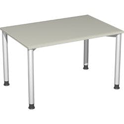 4 Fuß Flex Schreibtisch höhenverstellbar, 1200x800x680-800, Lichtgrau/Silber Produktbild