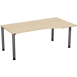 4 Fuß Flex PC-Schreibtisch rechts höhenverstellbar, 1800x1000x680-800, Ahorn/Anthrazit Produktbild