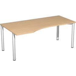 4 Fuß Flex PC-Schreibtisch links feste Höhe, 1800x1000x720, Buche/Silber Produktbild