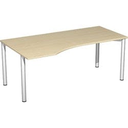 4 Fuß Flex PC-Schreibtisch links feste Höhe, 1800x1000x720, Ahorn/Silber Produktbild