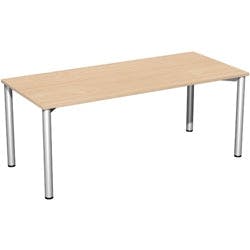 4 Fuß Flex Schreibtisch feste Höhe, 1800x800x720, Buche/Silber Produktbild