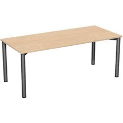 4 Fuß Flex Schreibtisch feste Höhe, 1800x800x720, Buche/Anthrazit Produktbild