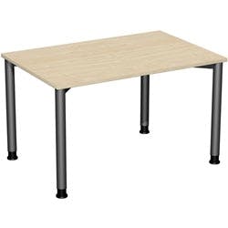 4 Fuß Flex Schreibtisch höhenverstellbar, 1200x800x680-800, Ahorn/Anthrazit Produktbild