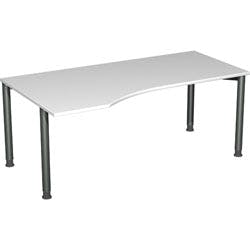 4 Fuß Flex PC-Schreibtisch links höhenverstellbar, 1800x1000x680-800, Lichtgrau/Anthrazit Produktbild