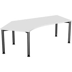4 Fuß Flex Schreibtisch 135° links höhenverstellbar, 2166x1130x680-800, Lichtgrau/Anthrazit Produktbild